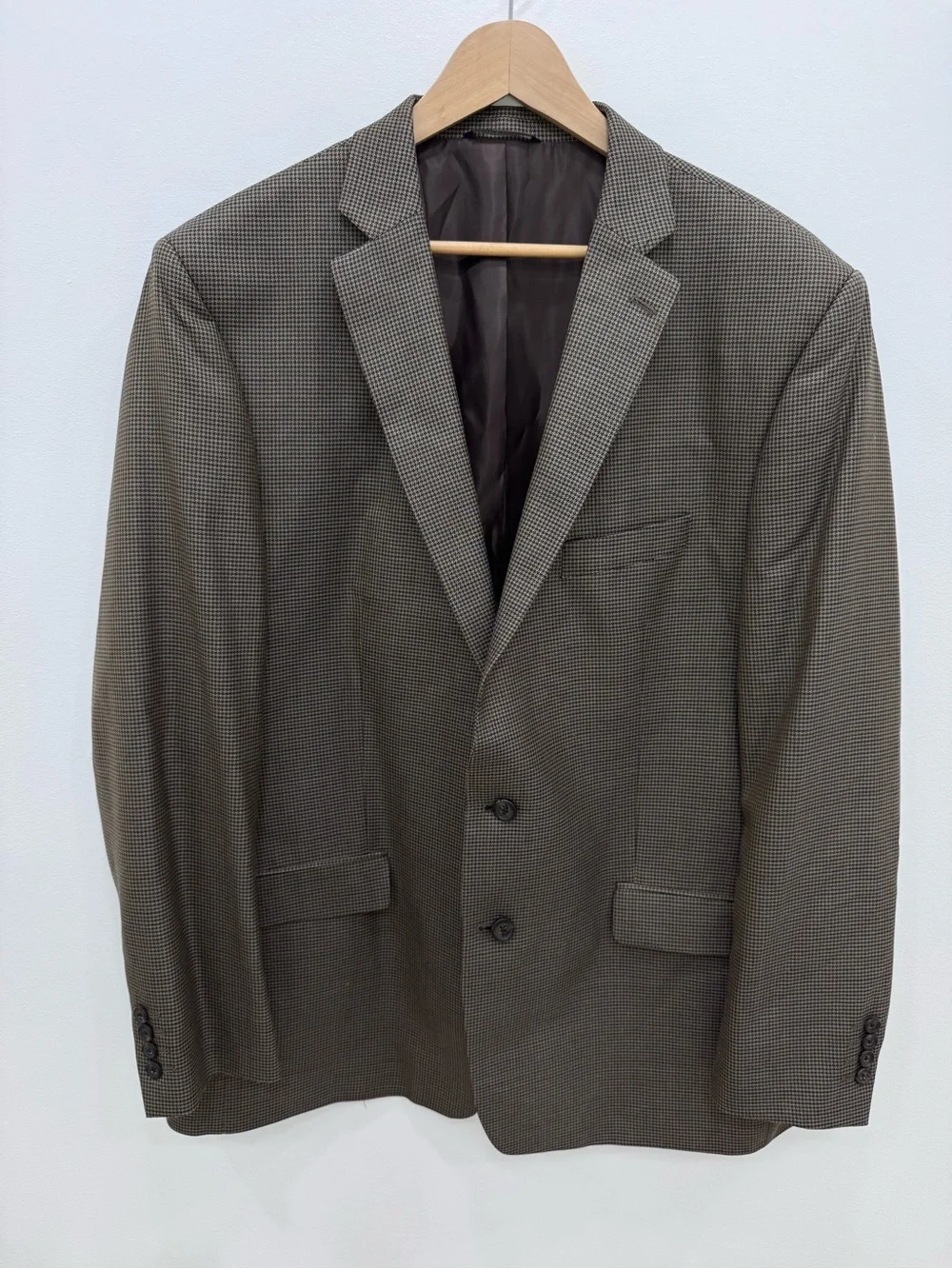 Ralph Lauren Blue Label Silk Wool‎ Brown Houndstooth Blazer Mens 50 L